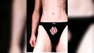 Underwear show - twink boy wanks his nice dick