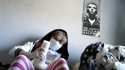 Cute femboy using his fleshlight until he cums