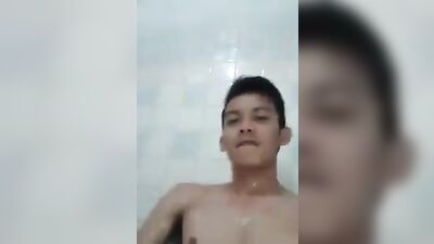 Hot Asian Boy Licks Cum Shots in the Shower!