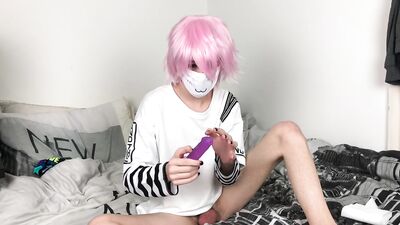 Cute Little Femboy Uses Dildo & Cums