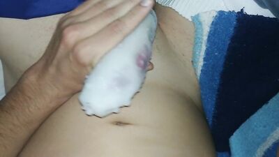 Masturbating with a tonight cummed fleshlight