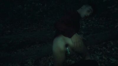 Perv twink with gynecologically opened ass jerks off public