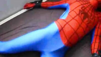 Spiderman lycra bondage Schoolboy Crush