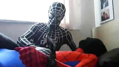 Spiderman lycra bondage Schoolboy Crush