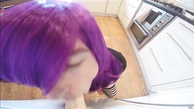 Hot femboy Jay Lane in Halloween jumper sucks cock and cums