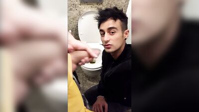 Someone came, but at the second time he finally swallows PUBLIC TOILET