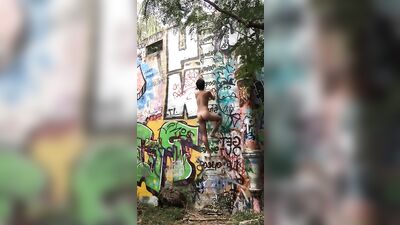 Climbing up an Abandoned Building Butt Naked
