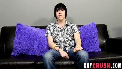 Interviewed emo twink plays with his rock solid dick solo