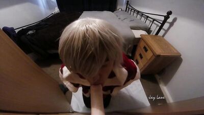 Mrs Sissy Clause sucks cock and deep throats cum covered shaft