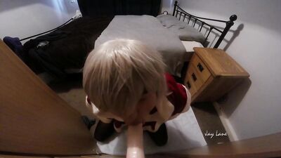 Mrs Sissy Clause sucks cock and deep throats cum covered shaft