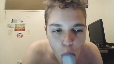 Lonely Twink Sucks and Deepthroats his Toy