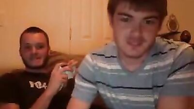 Straight couple convinced to jerk-off his buddies cock