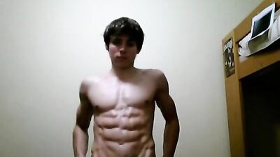 Gay Muscle Boy with Super Abs Web-Cam Flexes and Shows off His Ripped Body!