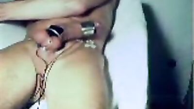 Stimming my cock with electro play: Shooting thick creamy loads!