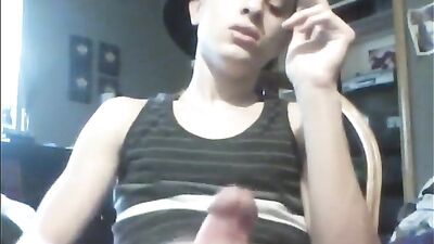 Tiny Twink Smokes and Masturbates on Camera - Big Cocks and Amateur Cum Shots!