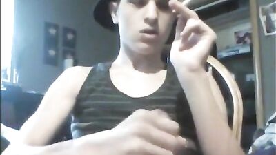 Tiny Twink Smokes and Masturbates on Camera - Big Cocks and Amateur Cum Shots!