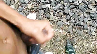 Masturbating on the Railway - Amateur Cum Shots Handjob