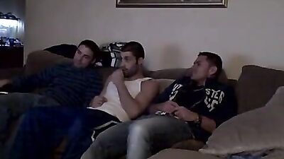 Three Friends Watching TV - A Gay Porn Action Group Sex Oral Adventure