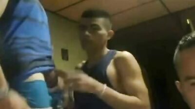 Gay Threesome Webcam Revamp: Amateur Group Sex Handjob