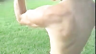 Blonde Muscleboy Steven Flexes his Biceps for Your Pleasure!