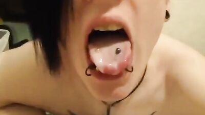 Emo Bopy Swallowing Challenge - Mouth Full Action
