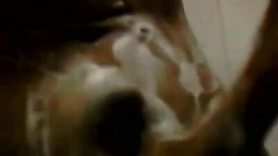Soapy Shower Black Amateur Cum: In the Showers with Lots of Soap!