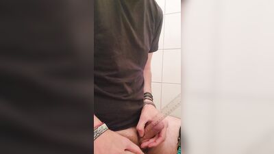 Measure Cock and Cum in Public Restroom