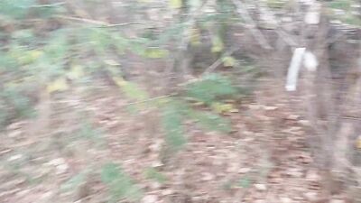 Young horny twink found a used condom in the woods, so he put his cock in it and spermed