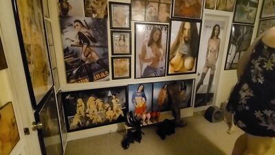 Shaved twink tries on moms lingerie while masturbating