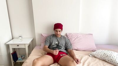 Boy in fantasy boxers cums squirting