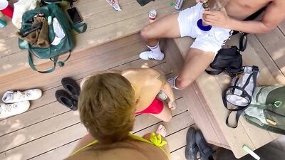 Daniel Hausser Oral Ethan Sinns at Pool Party