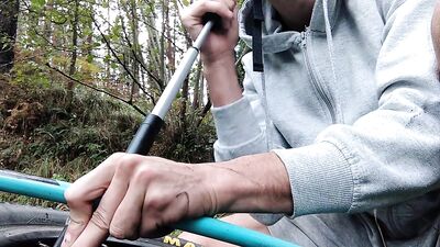 My Bicycle Wheel Punctured and I Ended up Giving the Inflator a Great Blowjob! Stranger Saw Me