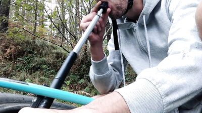 My Bicycle Wheel Punctured and I Ended up Giving the Inflator a Great Blowjob! Stranger Saw Me