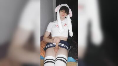 Cute femboy jerking off