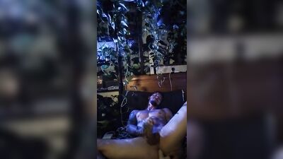 Tattooed hunk deepthroats your cock, then fucks his tight ass until he cums