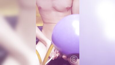Sitting on crazy 1700 ml Bladder Balloon, huge Cumshot Preview