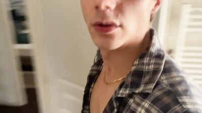 French blond twink Tom berber jerks off when he wakes up