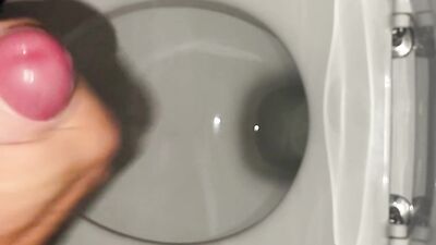 nightly cum shot into toilet while girlfriend is next door