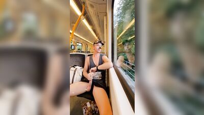 Twink masturbate on subway