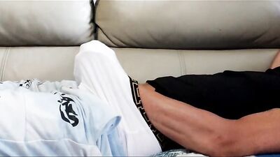 masturbating on the sofa