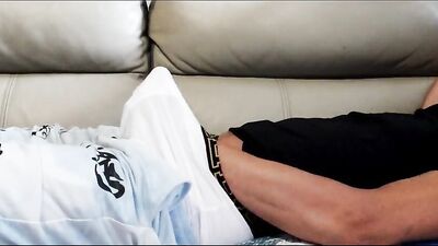 masturbating on the sofa