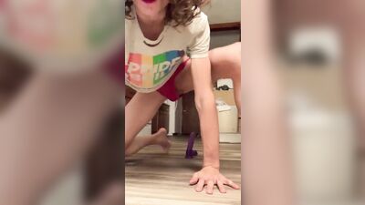 Femboy rides toy like the whore he is