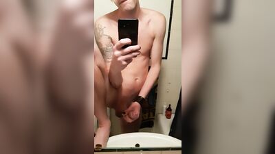 Twink cum all over the bathroom sink