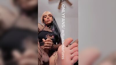 Cute Femboy in Fishnets Playing with Hisself❤️