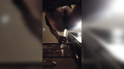 College twink takes big dildo