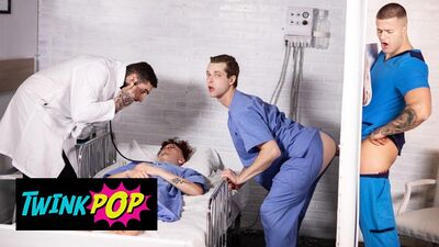TWINKPOP - Twink Nurse Benjamin Blue Sucks Clark Delgaty's Big Cock Through A Gloryhole