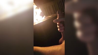 Middle of the night fire pit jerk off and masterbate until cum. Outside Solo twink boy fun!