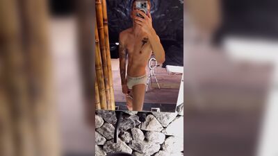 Gay tattooed twink Michael Moore showing off his body and playing with it