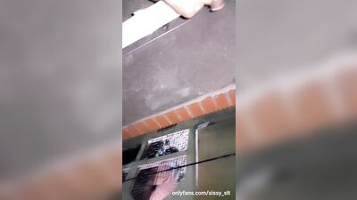 Cute little dick twink sissy slut simran pissing home and outdoor pov