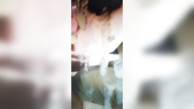 Jerking off huge cock with cumshot on mirror